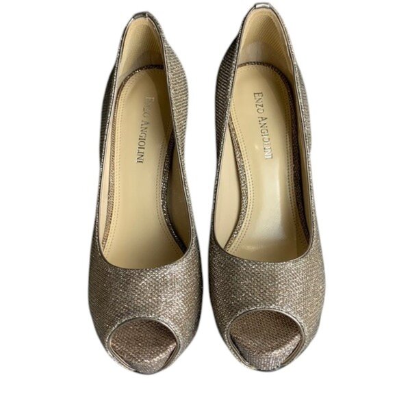 Enzo Angiolini Eatanen Women’s 6.5 Silver Glitter Heels Sparkle Party Pumps - Picture 1 of 14